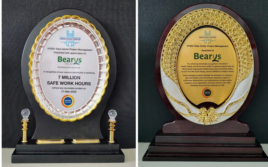 Bearys Recognized by Fluor Daniel and Microsoft for Achieving 7 Million Safe Manhours at Hyderabad Data Center