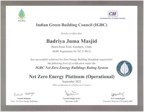 Net Zero Energy building Award